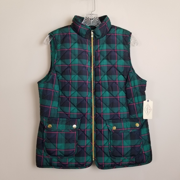 St. John's Bay Plaid Puffer Vest Medium NWT - Picture 1 of 6